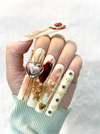 Crimson Elegance Handmade Nails M091