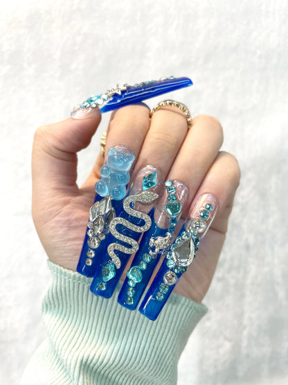 Forever Blue Handmade Press-On Nails M086