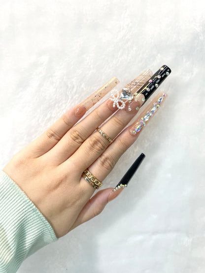 Crystal Bloom Handmade Press-On Nails L022