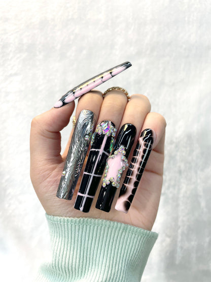 Midnight Glamour Handmade Press-On Nails L044