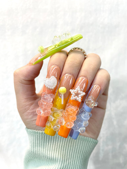 Cute Gummy Bear Handmade Press On Nails M070