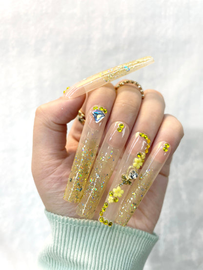 Starry Elegance Handmade Press-On Nails L156