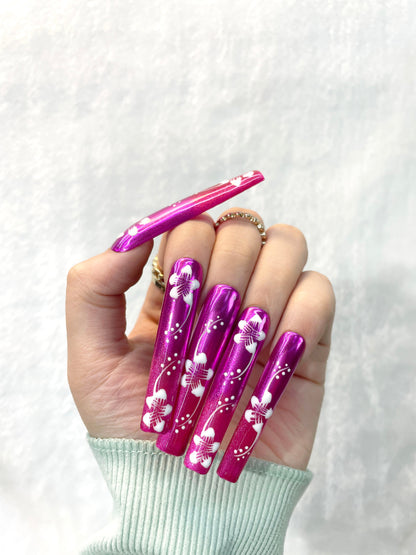 Purple Blossom Handmade Press-On Nails L131