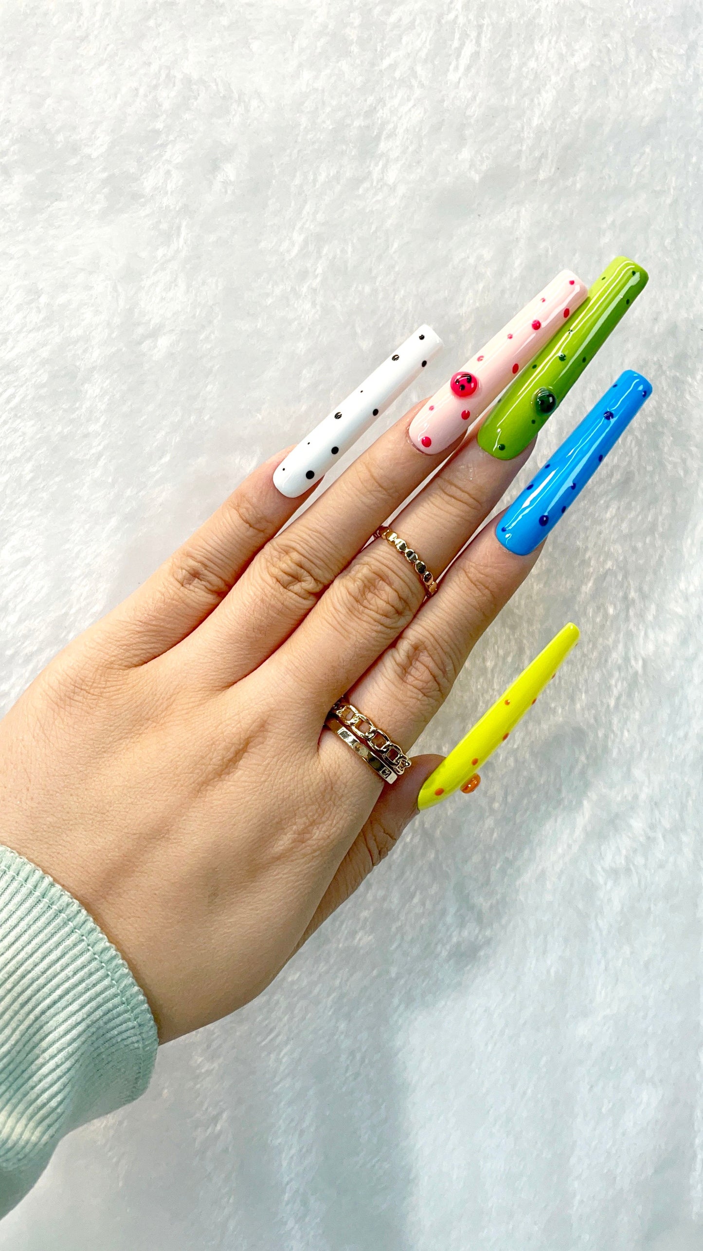 Whimsical Dots Handmade Press-On Nails L085