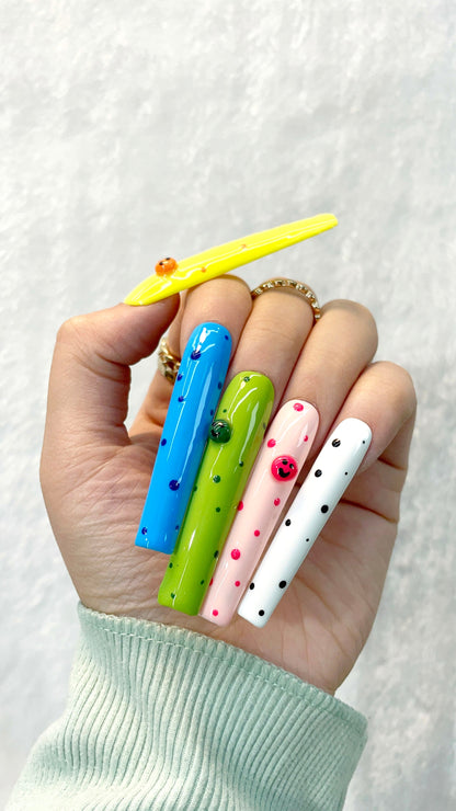 Whimsical Dots Handmade Press-On Nails L085