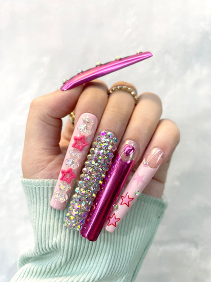 Pink Star Handmade Press-On Nails M006