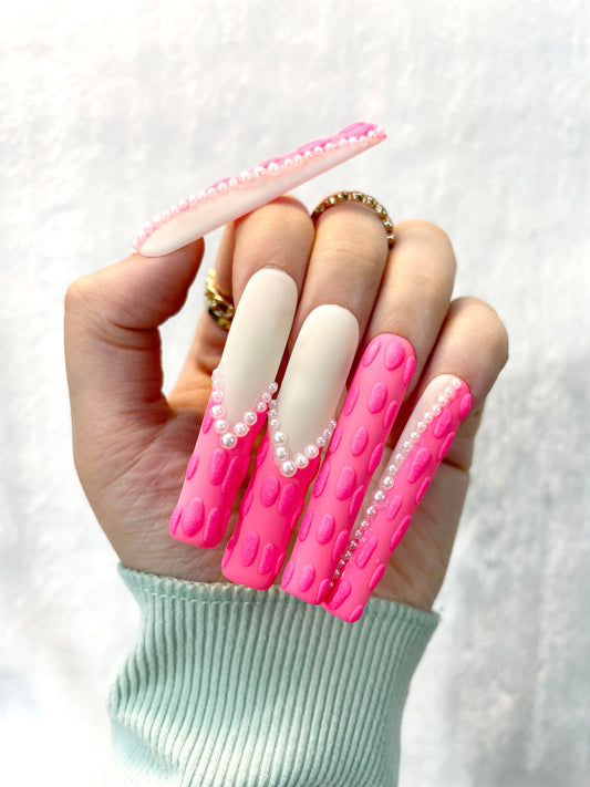 Pearl Pink Handmade Press-On Nails L104