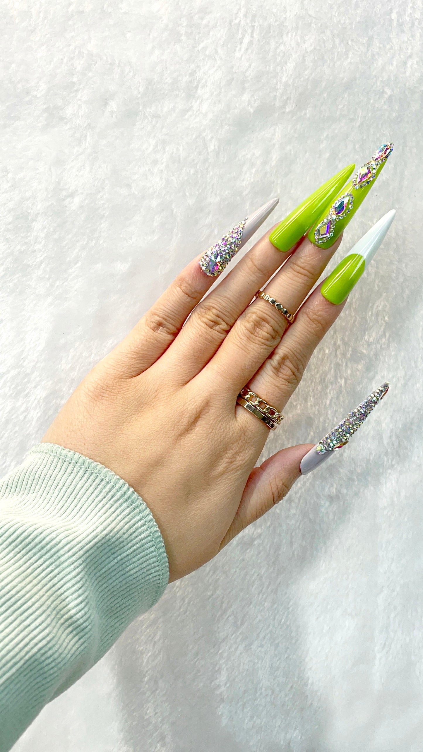 Neon Gem Handmade Press on Nails M068