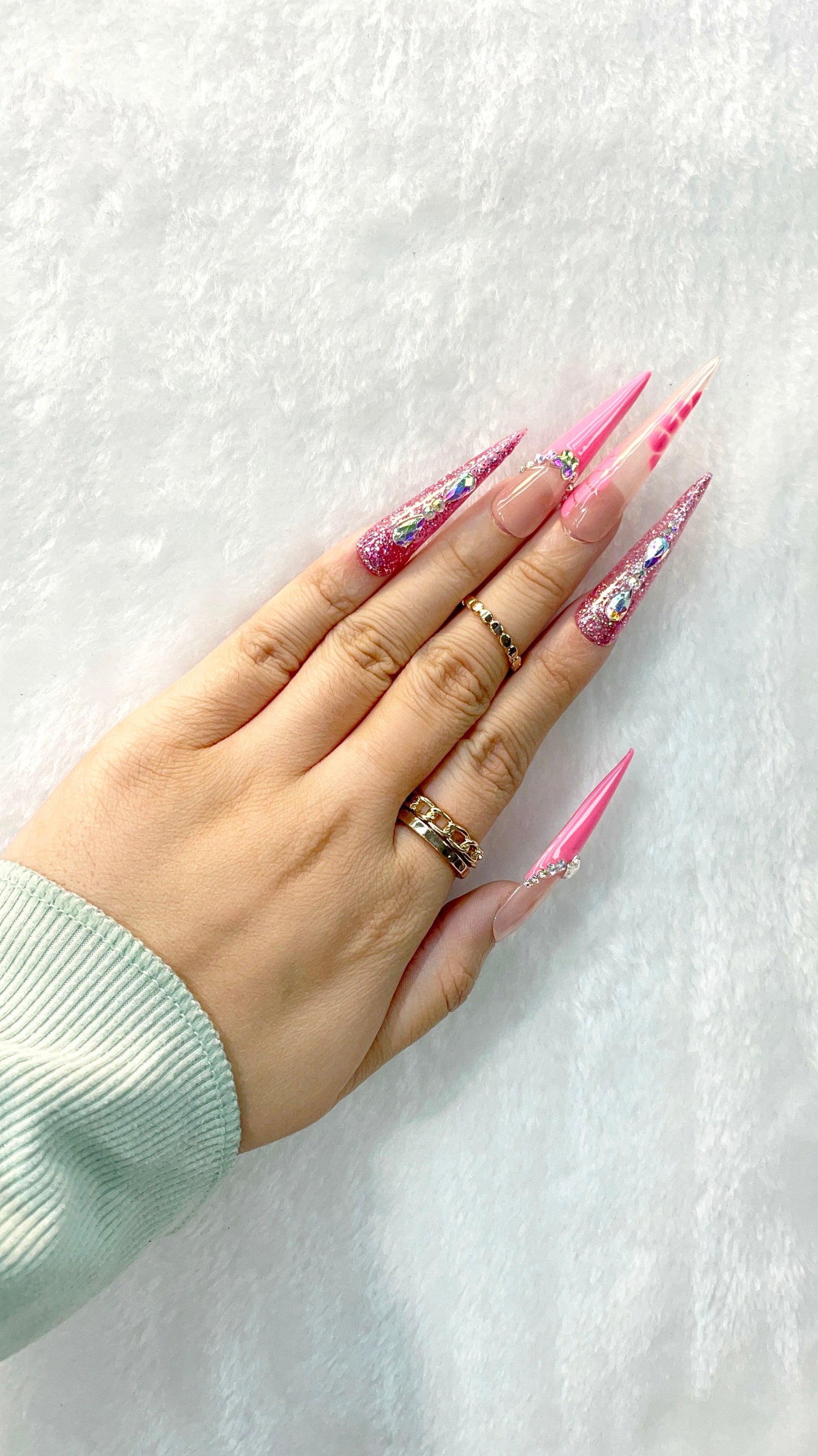 Glamorous Pink Dream Handmade Press on Nails L149