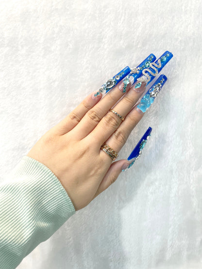 Forever Blue Handmade Press-On Nails M086