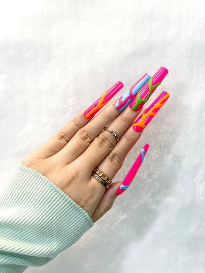 Neon Blaze Handmade Press-On Nails M013