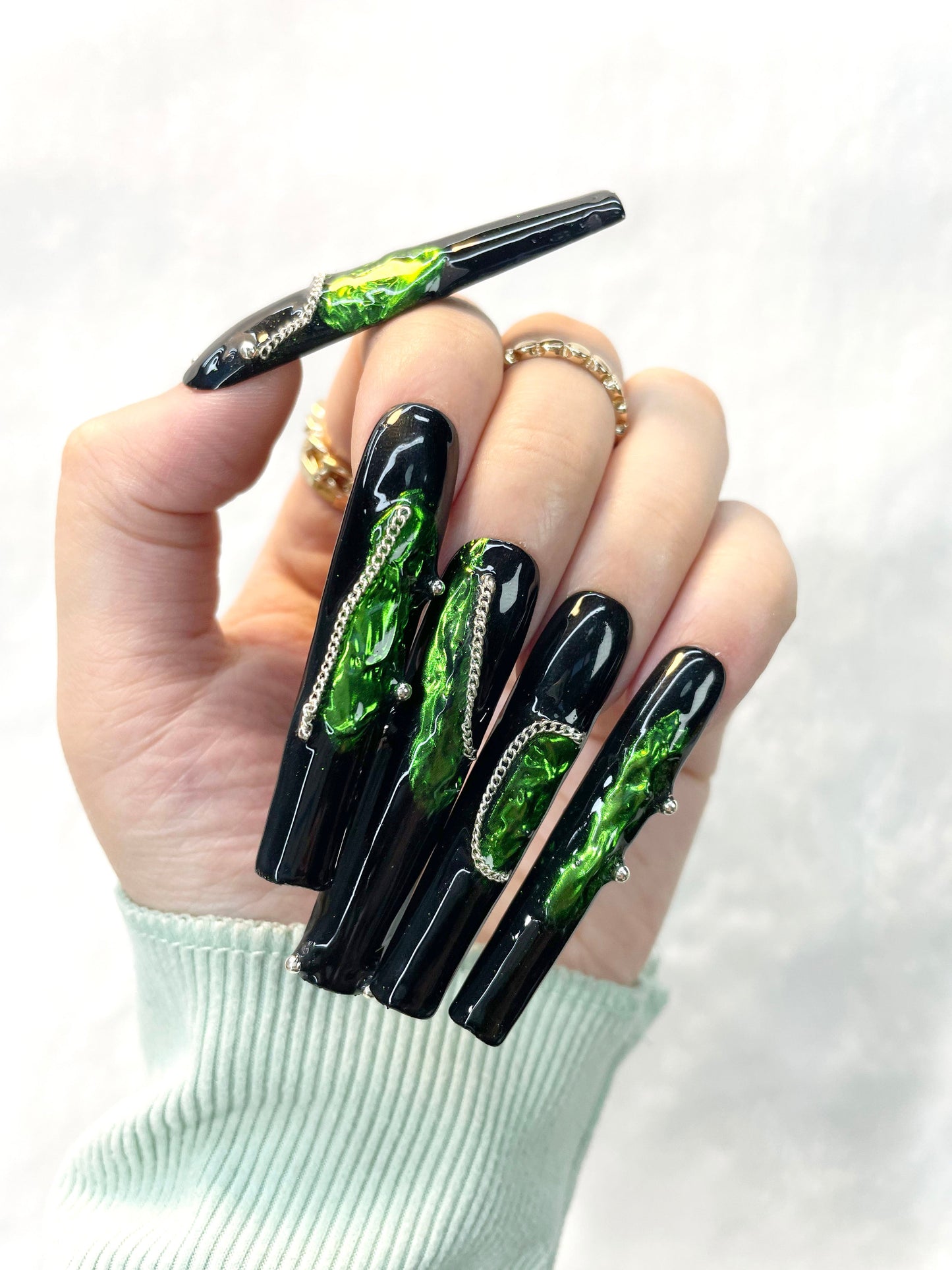 Midnight Garden Handmade Press-On Nails K008