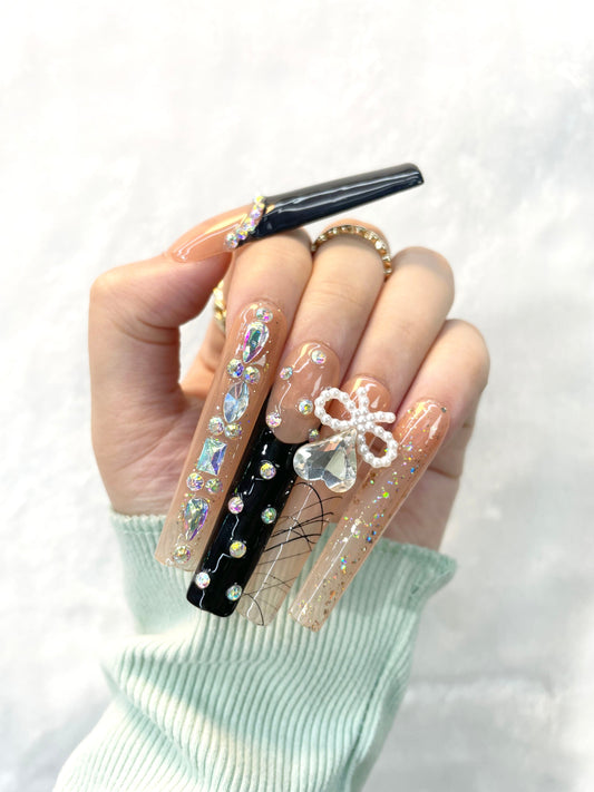 Crystal Bloom Handmade Press-On Nails L022