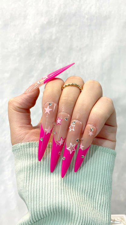 Starlight Pink Handmade Press on Nails L103