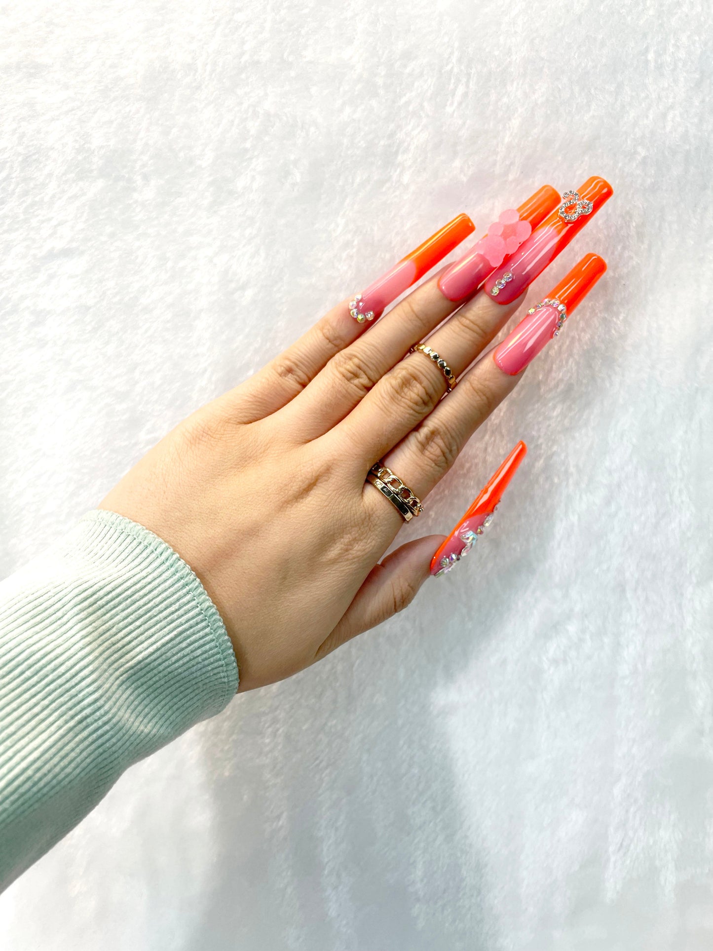 Sunset Glam Handmade Press-On Nails L184