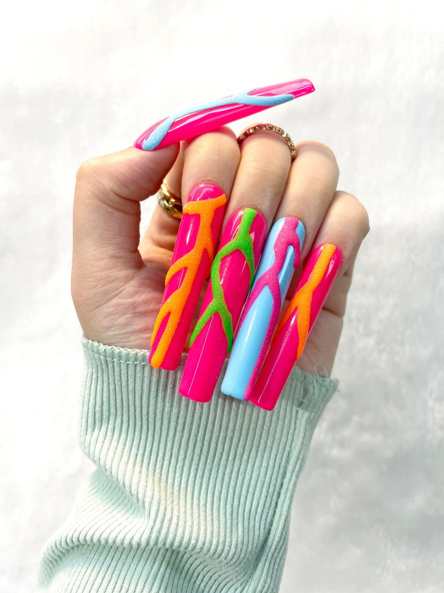 Neon Blaze Handmade Press-On Nails M013